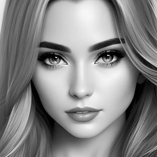 Premium Photo  Cute anime girl portrait black and white colors